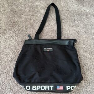 Vintage nylon Polo Sport by Ralph Lauren Black Duffel Bag tote